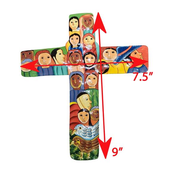 Vtg Handmade/painted Metal Christian People of the World Wall Hanging Folk art - Picture 7 of 7